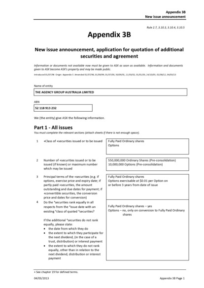 ASX:AU1 - Appendix 3B