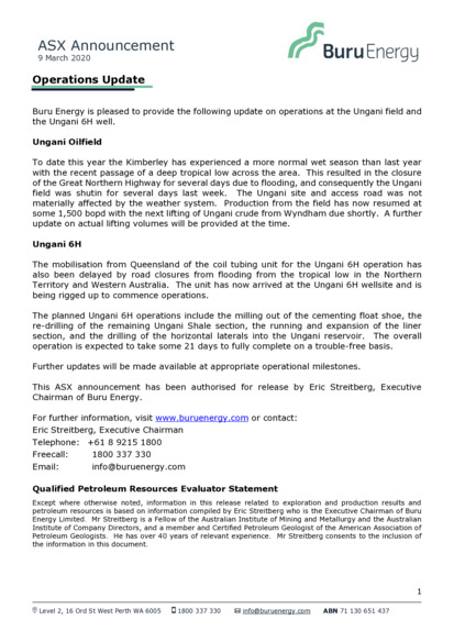 ASX:BRU - Operations Update