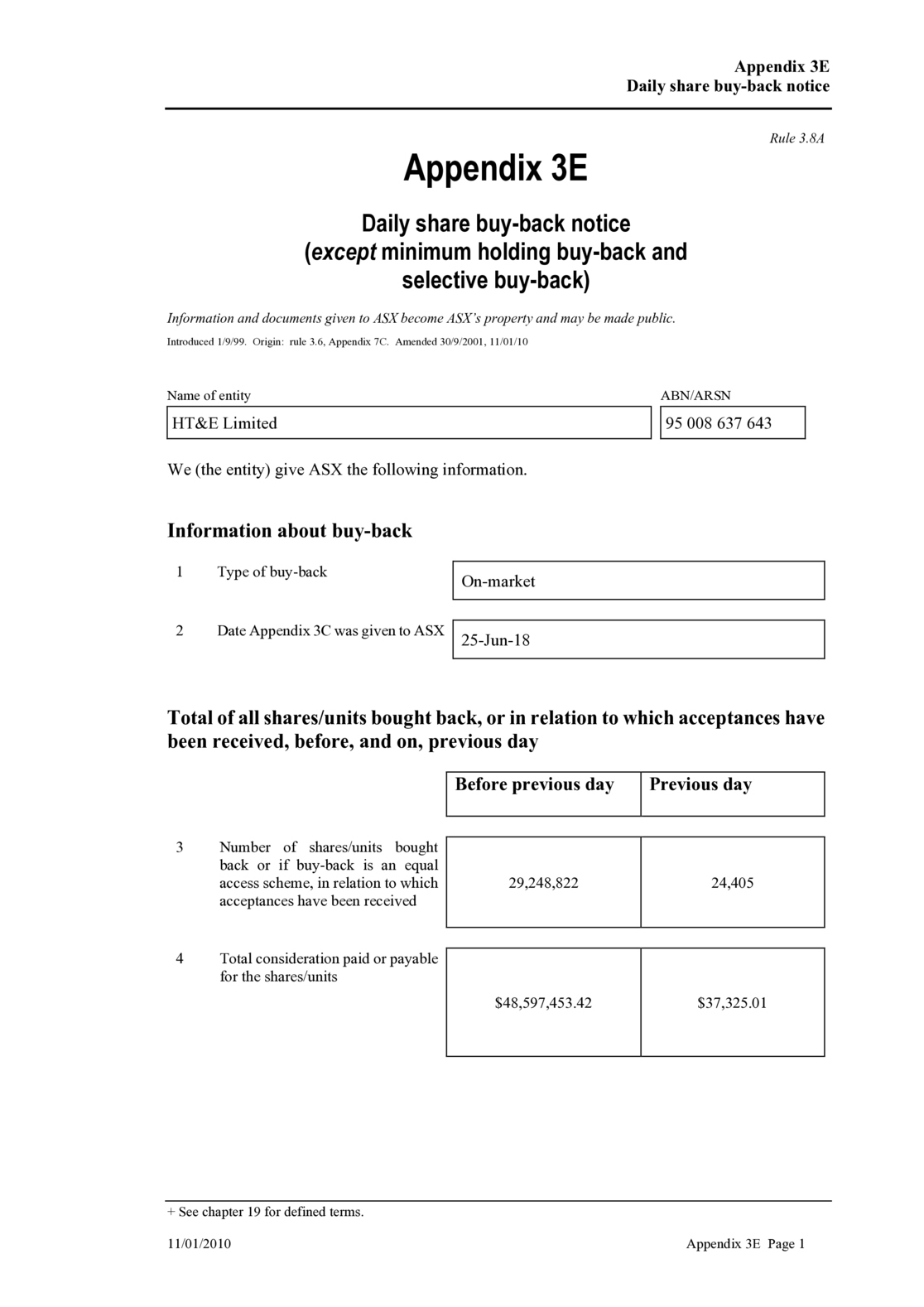 ASX:A1N - Daily share buy-back notice - Appendix 3E