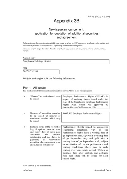ASX:SPL - Appendix 3B