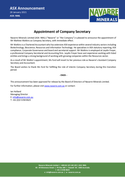 ASX:AKA - Appointment of Company Secretary