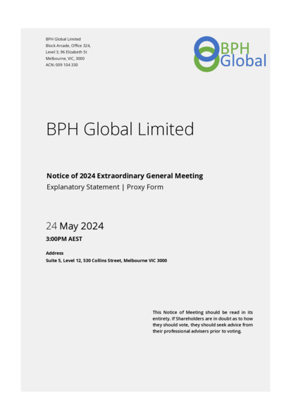 ASX:BP8 - Notice of Extraordinary General Meeting/Proxy Form