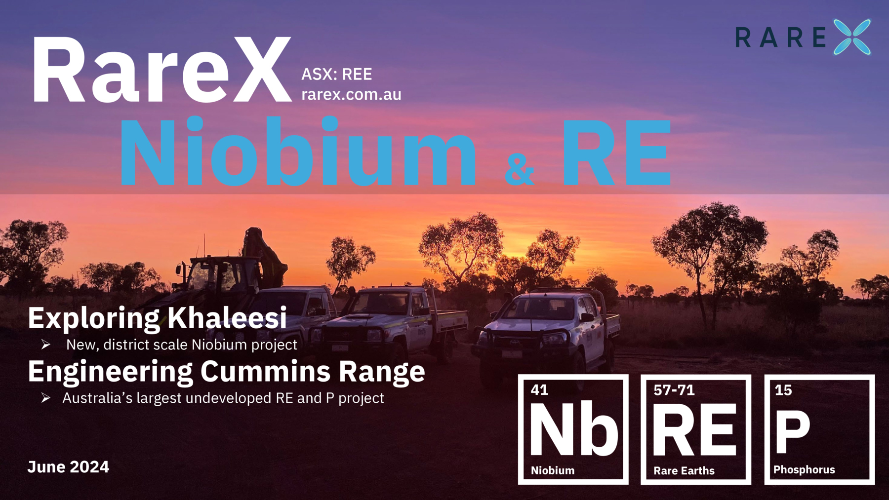 ASX:REE - RareX - Niobium and Rare Earths Investor Presentation