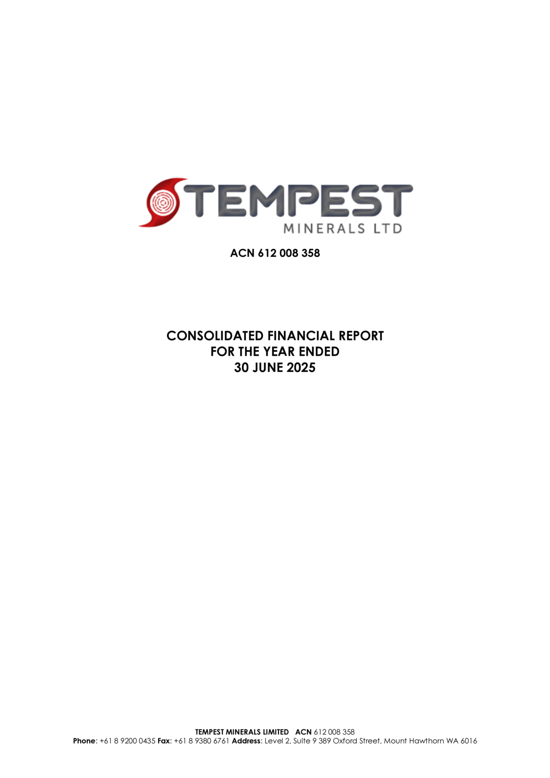 ASX:TEM - Full Year Statutory Accounts