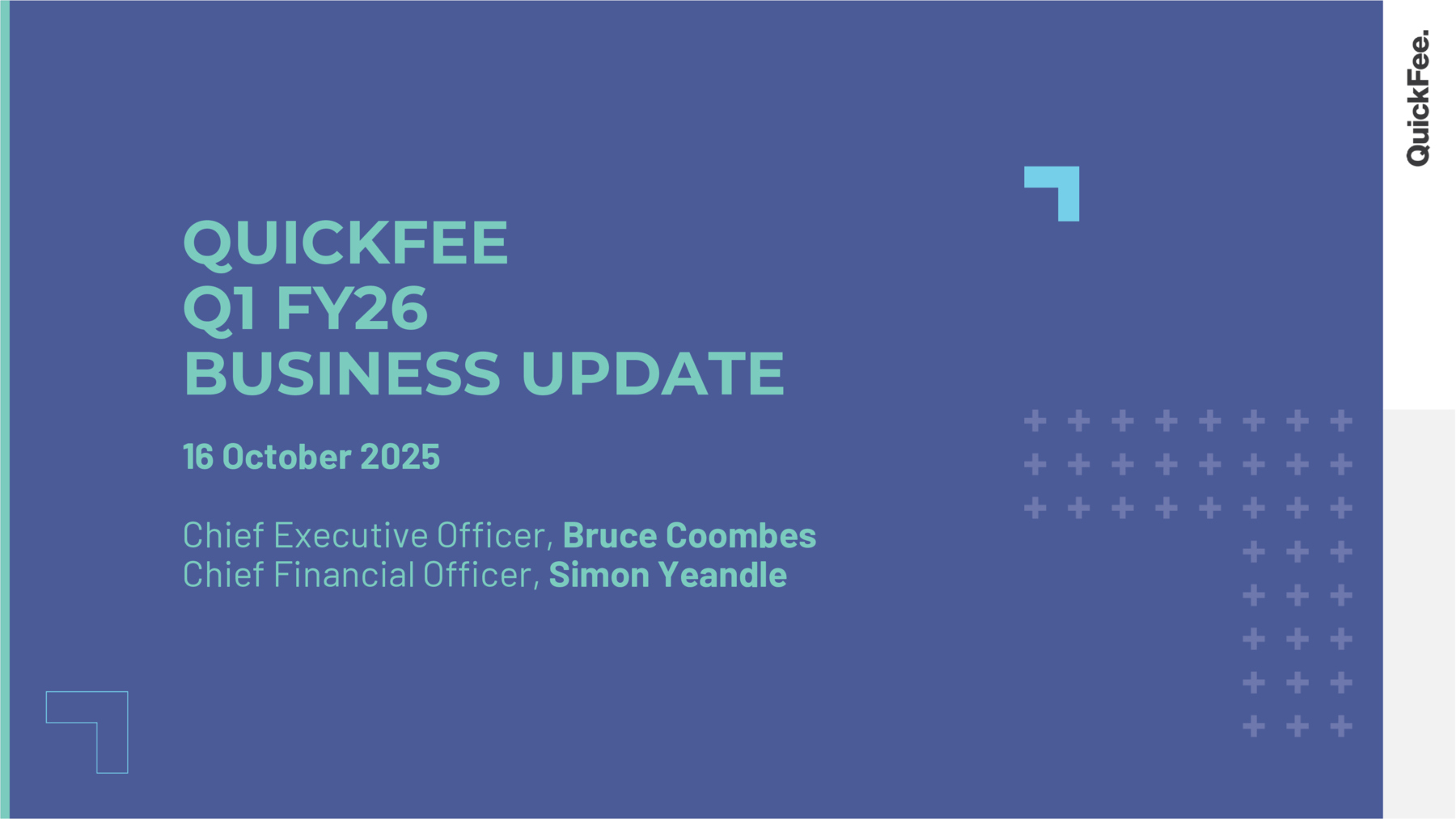ASX:QFE - QuickFee Q1 FY26 business update presentation