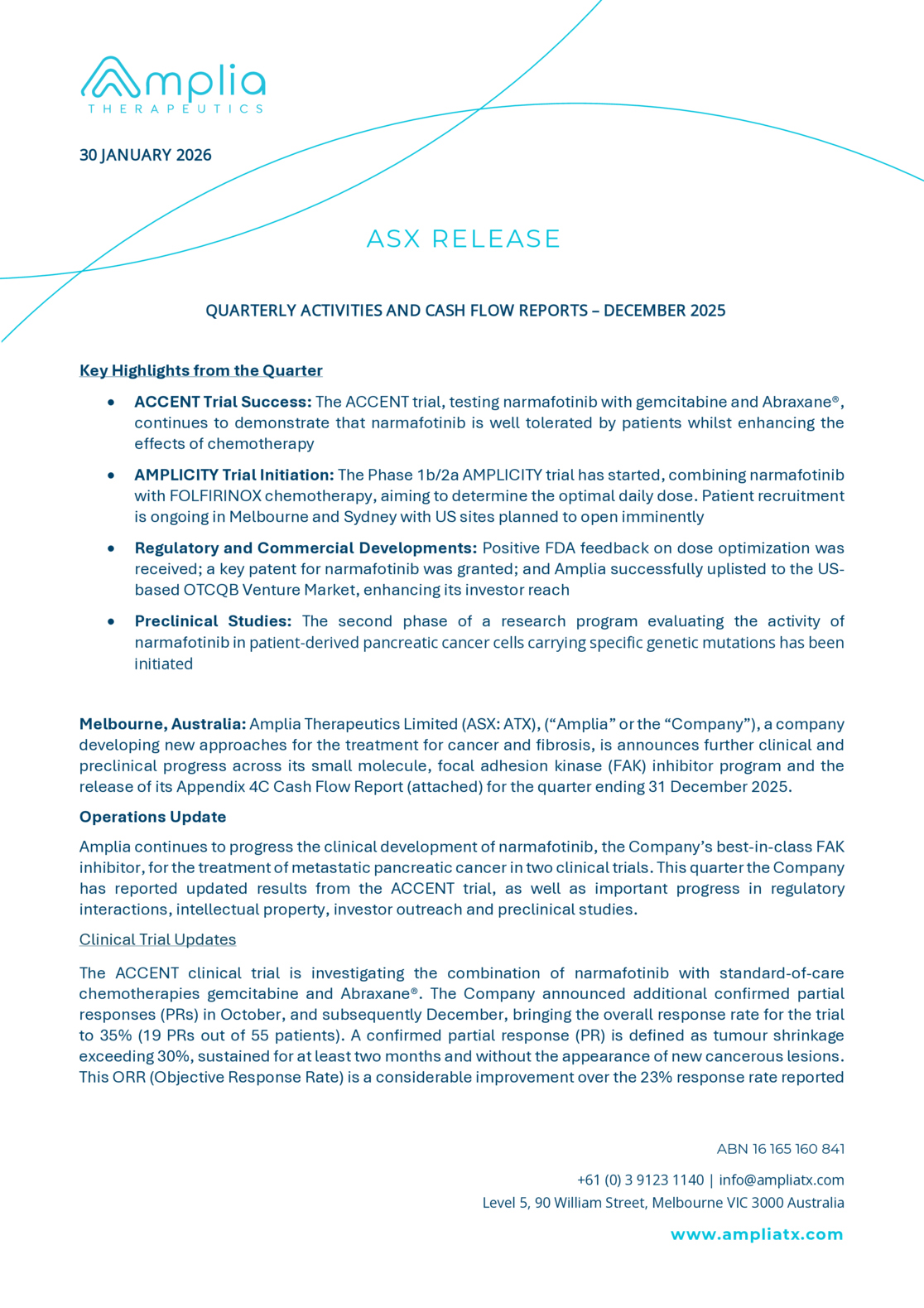 ASX:ATX - Quarterly Activities/Appendix 4C Cash Flow Report