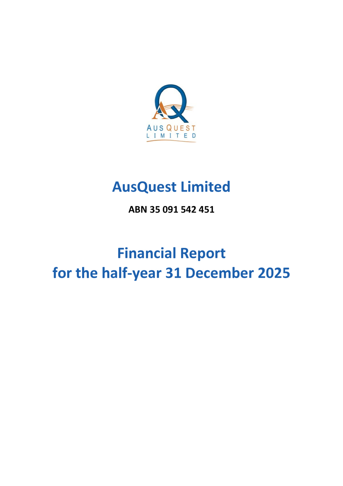 ASX:AQD - Half Year Financial Report