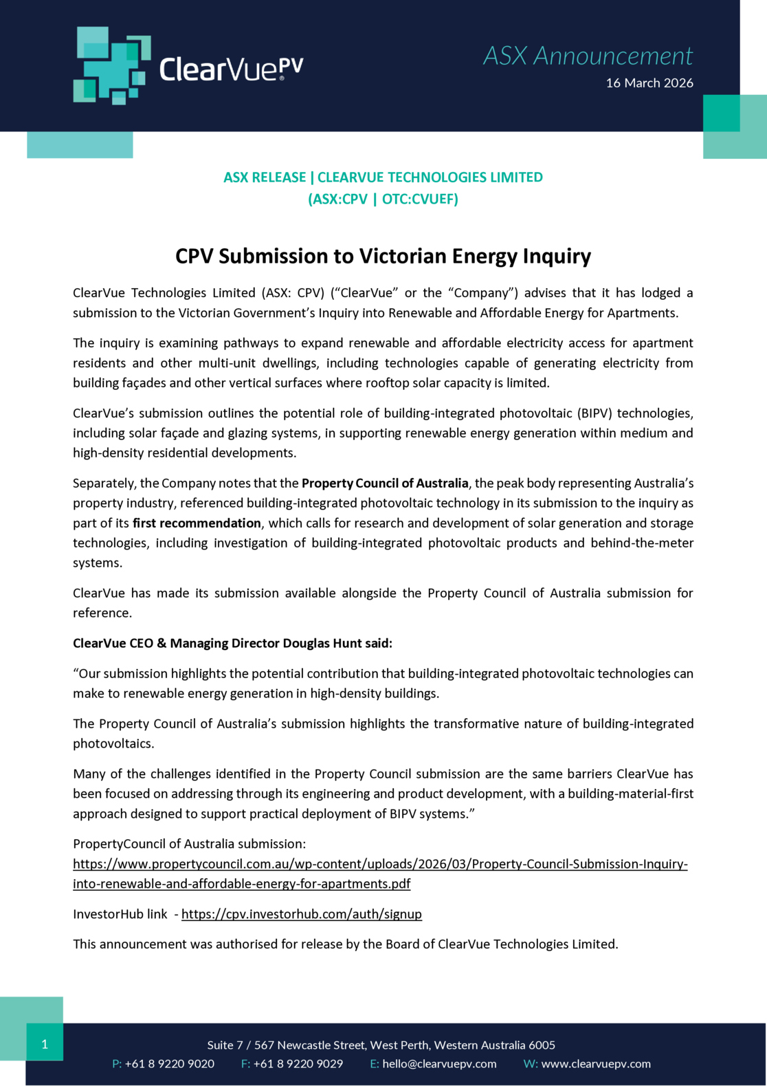 ASX:CPV - CPV Submission to Victorian Energy Inquiry