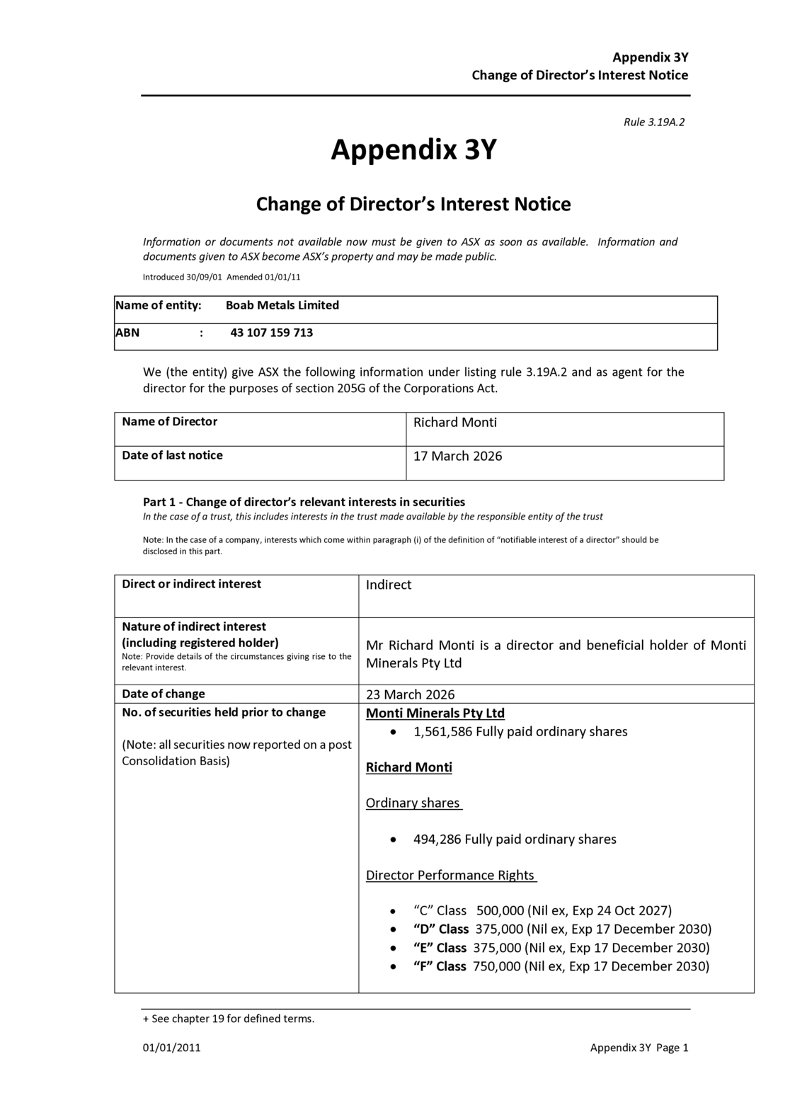 ASX:BML - Change of Director's Interest Notice - RM