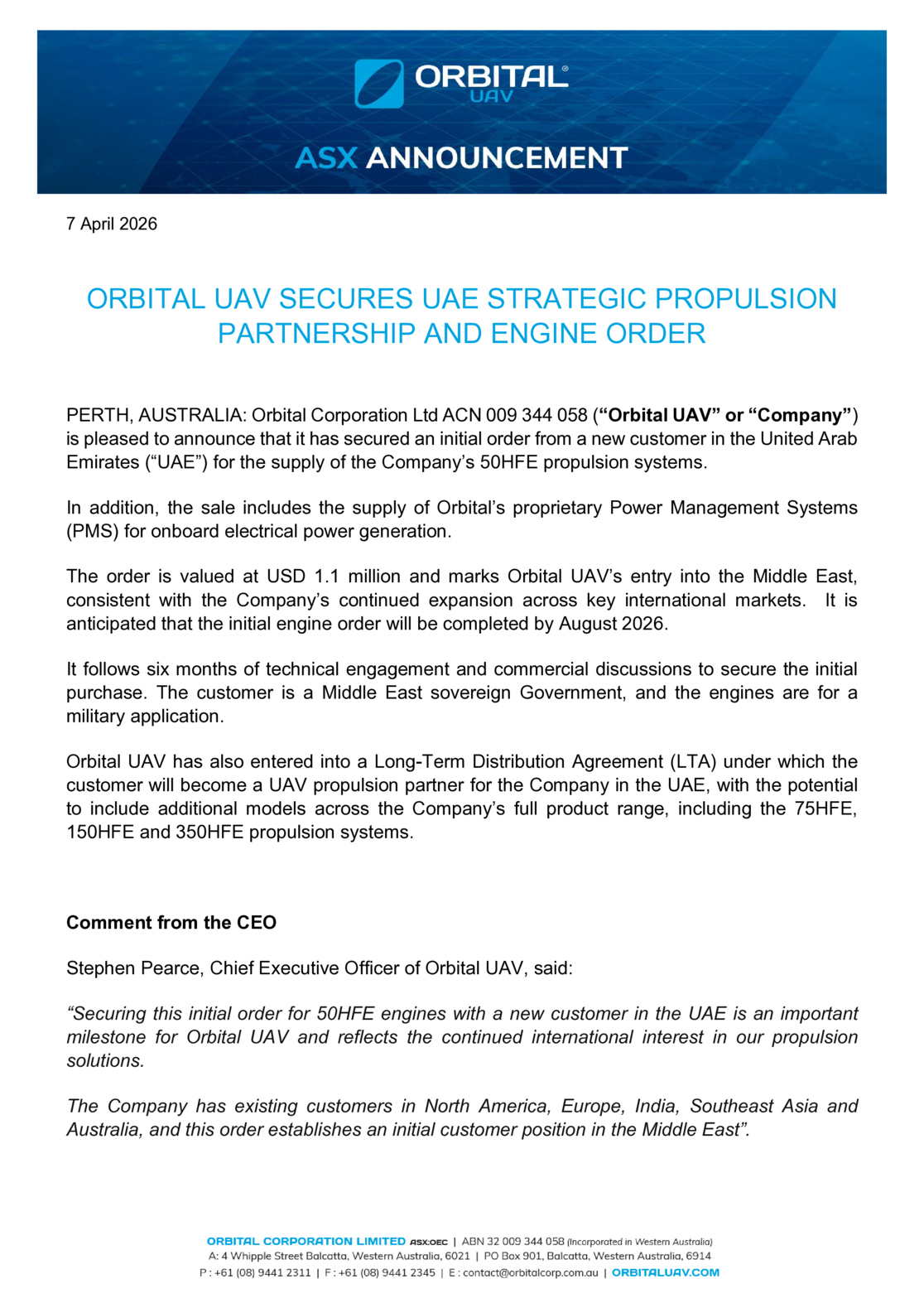 ASX:OEC - Trading Update