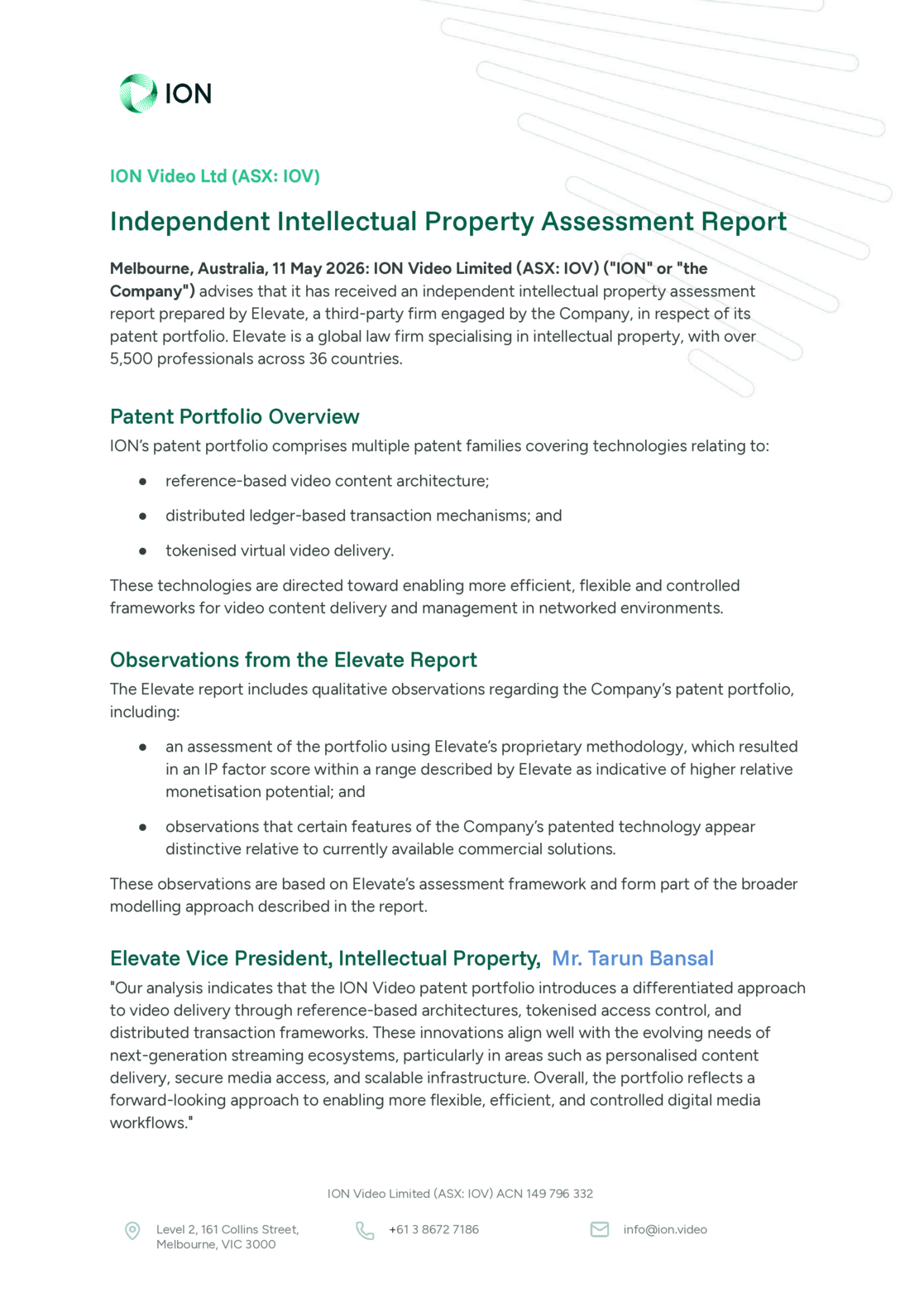 ASX:IOV - Independent IP Assessment Report
