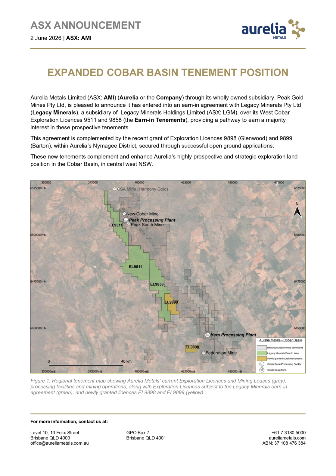 ASX:LGM - AMI: Expanded Cobar Basin Tenement Position