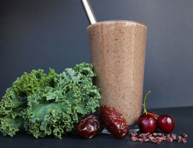 Cacao Cherry Smoothie LeafSide