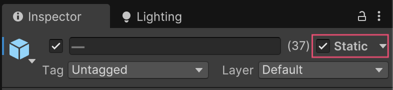 Inspector window with the static element ticked on and red border around it