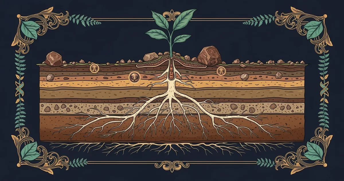 A cross-section of a healthy soil profile.