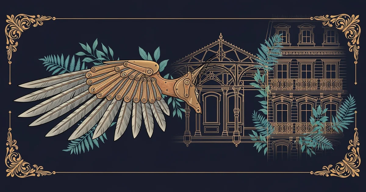 Mechanical bird wing structure.