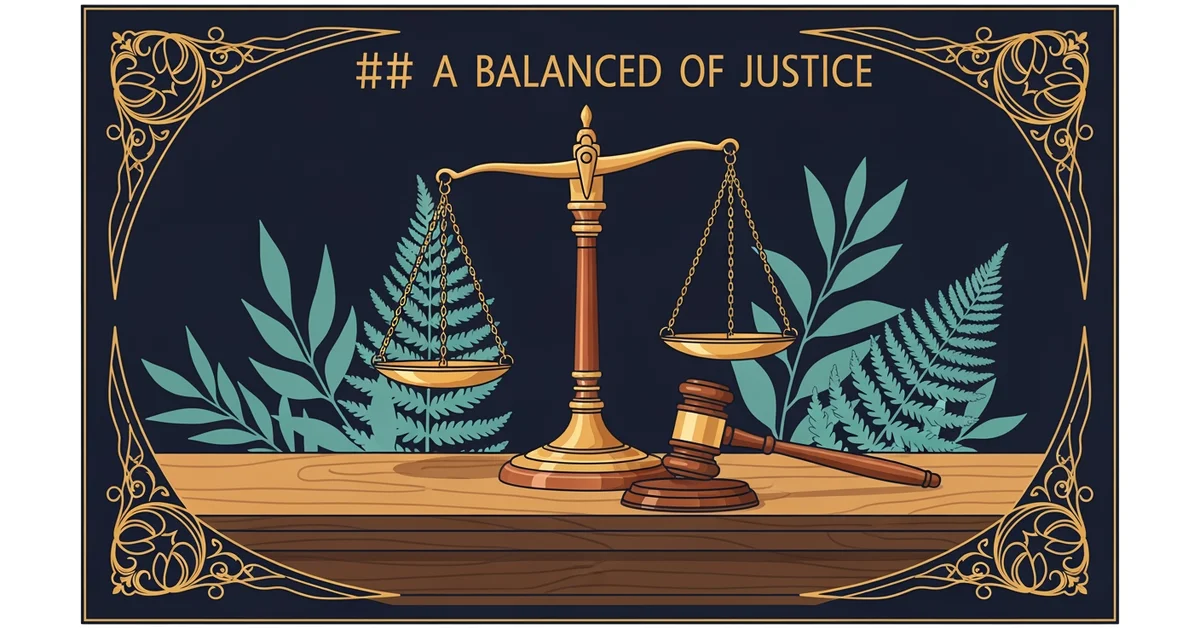 A balanced scale of justice, Victorian botanical illustration style, representing a Learning Whistle learning path on Criminal Justice Systems.