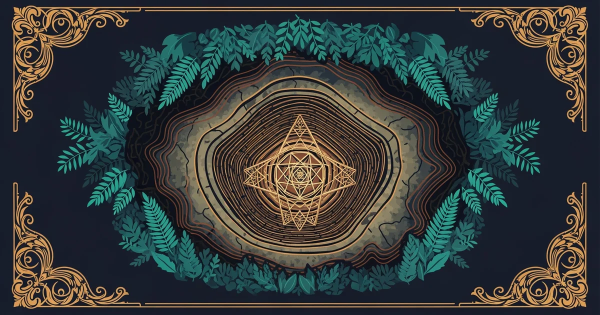 A digital topographical map revealing hidden geometric patterns of a buried stone structure, Victorian botanical illustration style, representing a Learning Whistle learning path on digital archaeolog