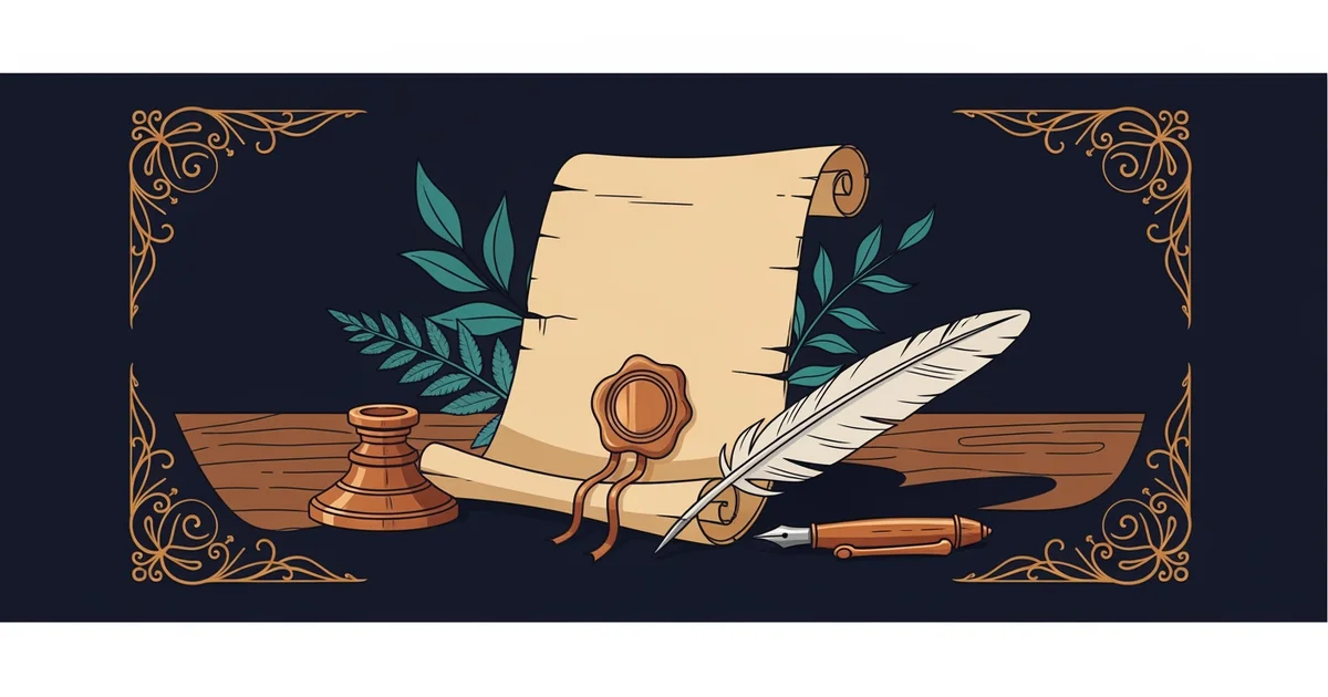 A wax-sealed parchment scroll resting on a polished wooden desk, Victorian botanical illustration style, representing a Learning Whistle learning path on Diplomatic History.