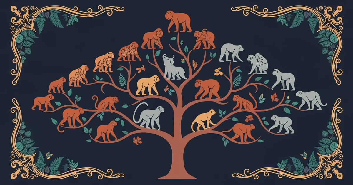 A branching tree of life illustration.