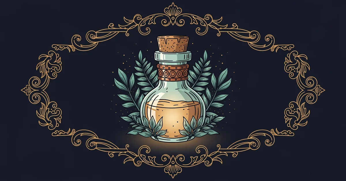 A glowing glass vial, Victorian botanical illustration style, representing a Learning Whistle learning path on How Placebos Actually Affect Your Health.