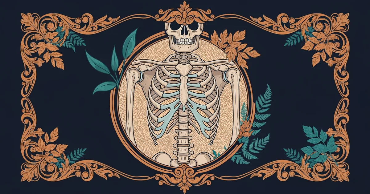 Anatomical cross-section of the human body, Victorian botanical illustration style, representing a Learning Whistle learning path on Human Anatomy.