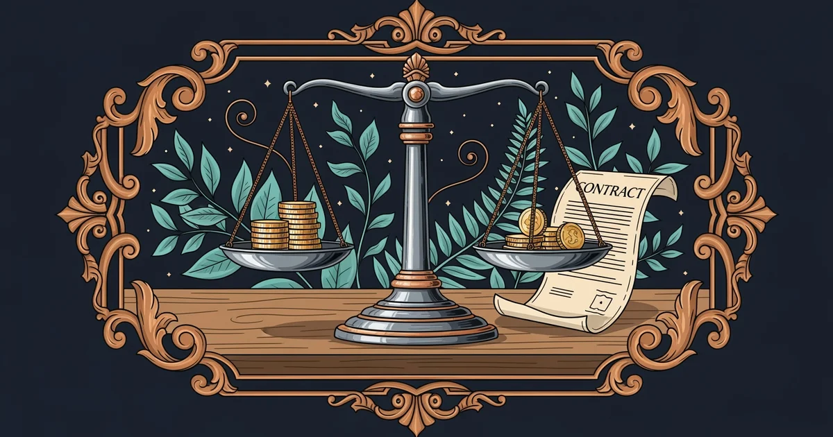 A metallic balance scale, Victorian botanical illustration style, representing a Learning Whistle learning path on interest rate derivatives hedging.