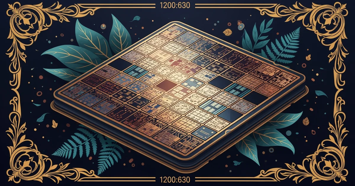 Silicon wafer with circuit patterns, Victorian botanical illustration style, representing a Learning Whistle learning path on Semiconductor Economics.