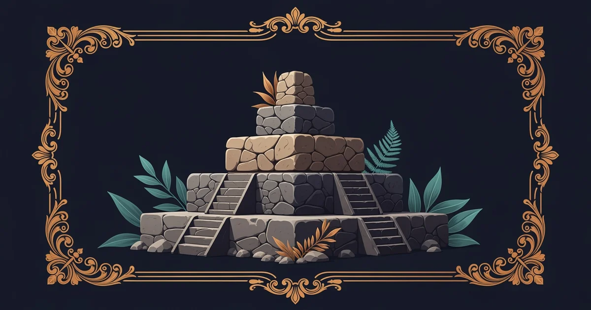 A tiered stone pyramid structure, Victorian botanical illustration style, representing a Learning Whistle learning path on Social Stratification and Inequality.