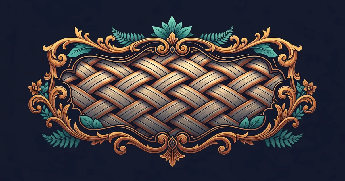 A high-tech synthetic weave under a microscope, Victorian botanical illustration style, representing a Learning Whistle learning path on Textile Engineering.