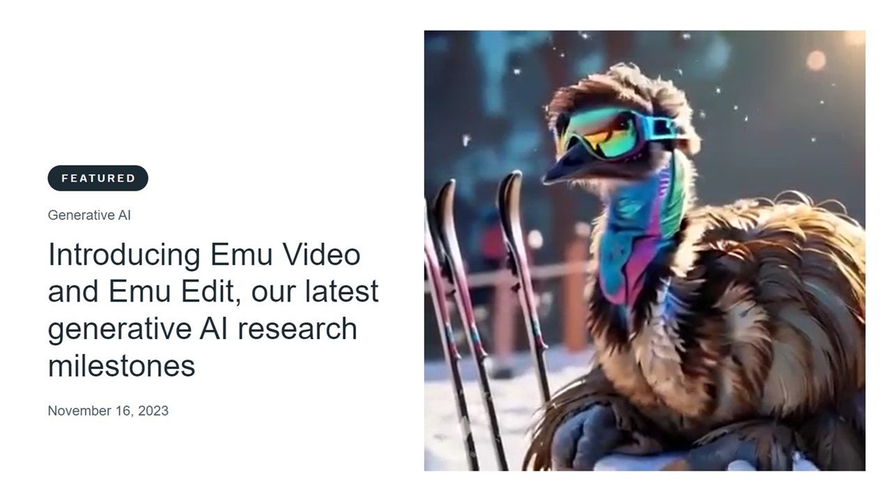 Meta、テキストからの動画・画像生成モデル「Emu Video」＆マルチタスク画像編集ツール「Emu Edit」発表のサムネイル画像