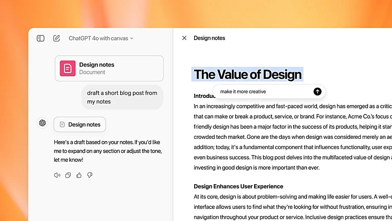 ChatGPT、コーディングとライティングを強化する新インターフェース「Canvas」を導入のサムネイル画像