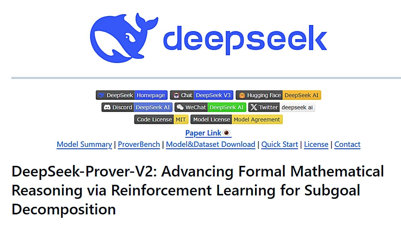 DeepSeek、数学的定理を証明するAI「DeepSeek-Prover-V2」を公開ーーLean 4形式でSOTA性能を達成のサムネイル画像