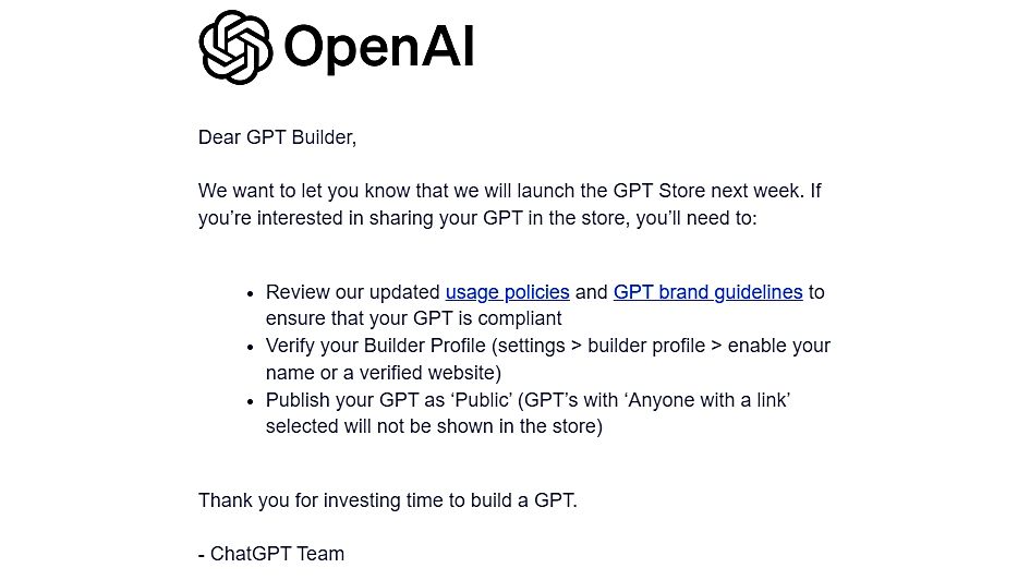 OpenAI、延期していたアプリストア「GPT Store」週明けからスタートのサムネイル画像