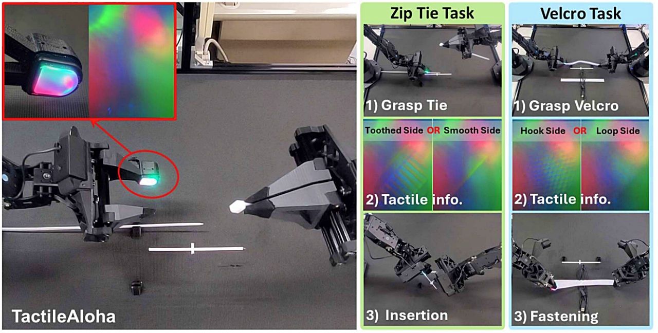 東北大、ロボットが “触って考える” 視覚と触覚のマルチモーダルAIモデル「TactileAloha（タクタイル・アロハ）」を公開—結束バンド挿入や面ファスナーの接着を可能にのサムネイル画像