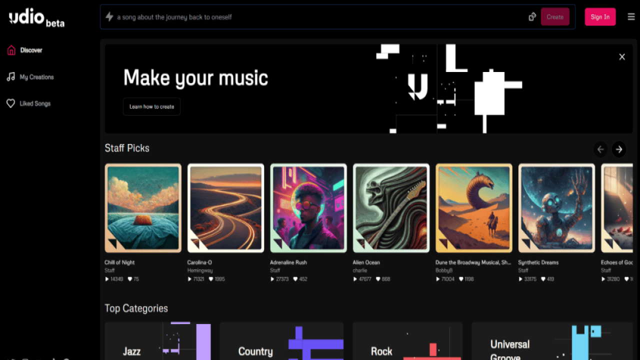 自動作曲ができる音楽生成AI「Udio」パブリックベータ版公開　誰でも無料で月1200曲まで高品質な楽曲を生成できるのサムネイル画像