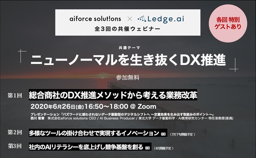 aiforce solutions × Ledge.aiウェビナー『ニューノーマルを生き抜くDX推進』のサムネイル画像