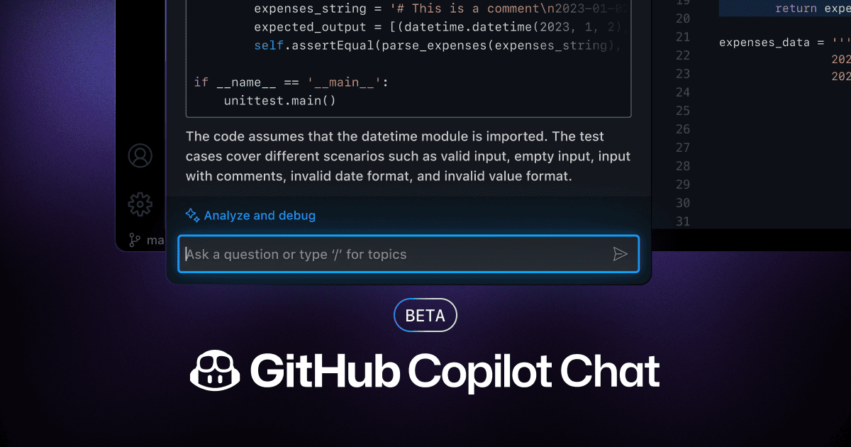 開発者向け対話AI「GitHub Copilot Chat」パブリックベータ版登場 文脈読みコーディング課題に回答のサムネイル画像
