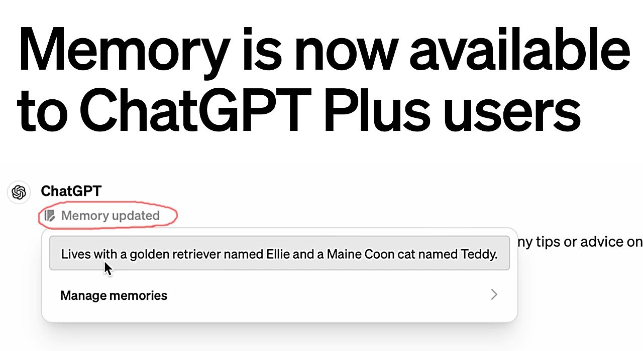 OpenAI　ChatGPTの「Memory」機能をすべての有料ユーザーに向けて提供開始のサムネイル画像