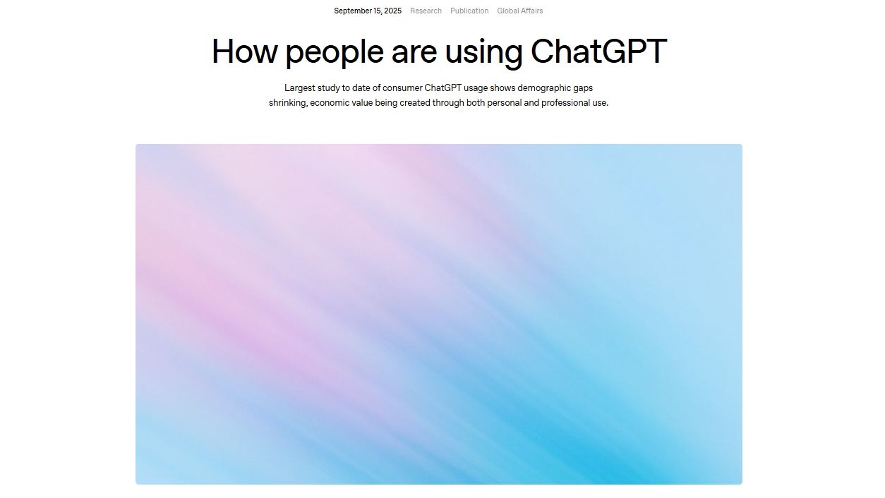 OpenAIがChatGPT利用実態を初公開──7億人が毎週利用、非仕事用途が7割にのサムネイル画像