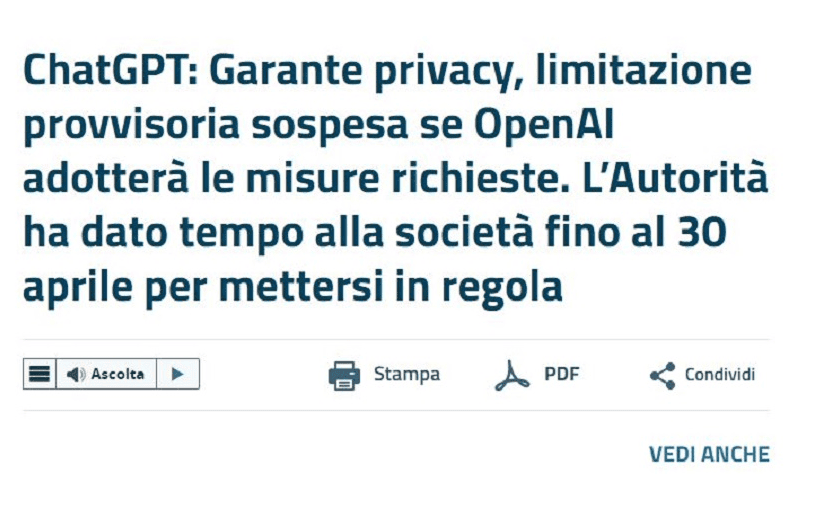 ChatGPTのOpenAI、イタリアのデータ保護機関が禁止後に規制撤回条件を提示のサムネイル画像