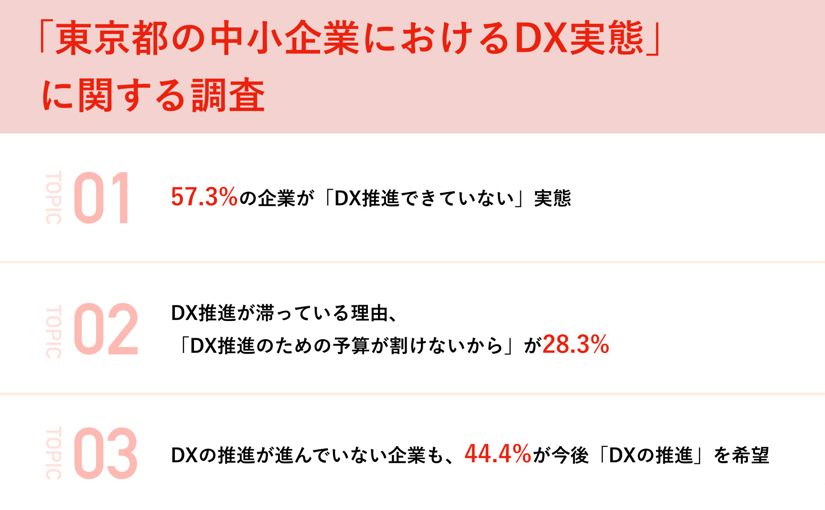 東京の半数以上の企業「DX推進できていない」 予算不足と人材不足がネックにのサムネイル画像