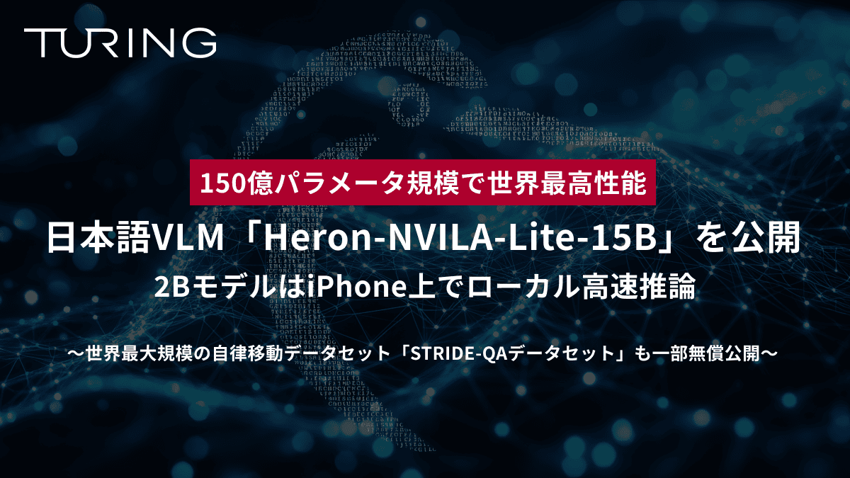 日本語VLM(視覚-言語モデル)の新基準―Turingが「Heron-NVILA-Lite-15B」を公開—150億パラメータでクラス最高水準、iPhone上でのローカル推論も実現のサムネイル画像