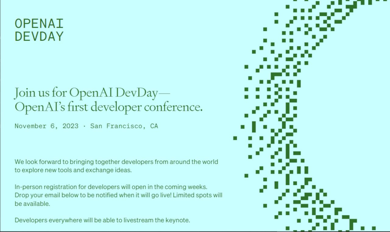 OpenAI 世界の開発者を招集する「OpenAI DevDay」11月開催 ライブ配信もありのサムネイル画像