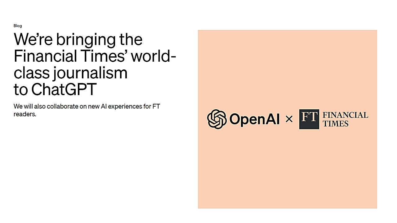 Financial TimesとOpenAIが戦略的パートナーシップを締結のサムネイル画像