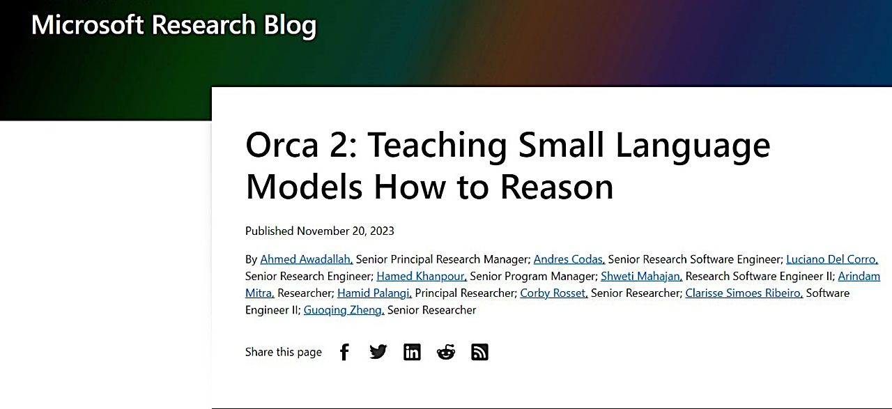 Microsoftが小型言語モデル「Orca 2」発表、大規模言語モデルに匹敵する推論機能のサムネイル画像