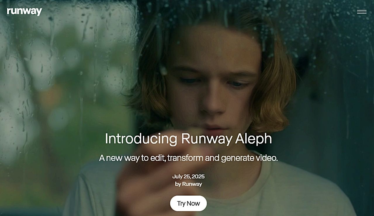 Runway、動画編集を一新するAIモデル「Aleph」発表──物体除去から新アングル生成までのサムネイル画像