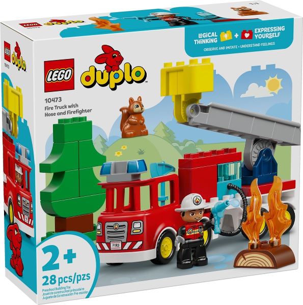 Fire Truck with Hose and Firefighter image 3