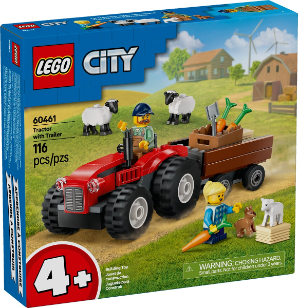 Red Farm Tractor with Trailer & Sheep