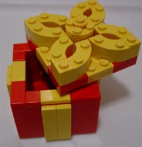 Holiday Gift Box (Red Box, Yellow Trim With Removable Top) (Legoland California)